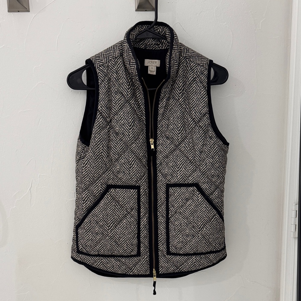 J. Crew Black and White Chevron Vest
